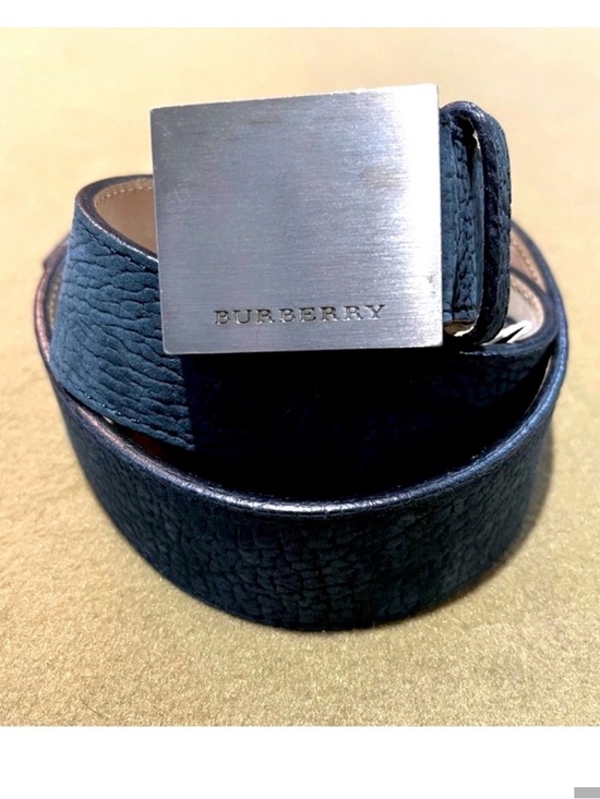 Burberry Other - Burberry Black Pebbled Leather Belt with Brushed Silver Buckle